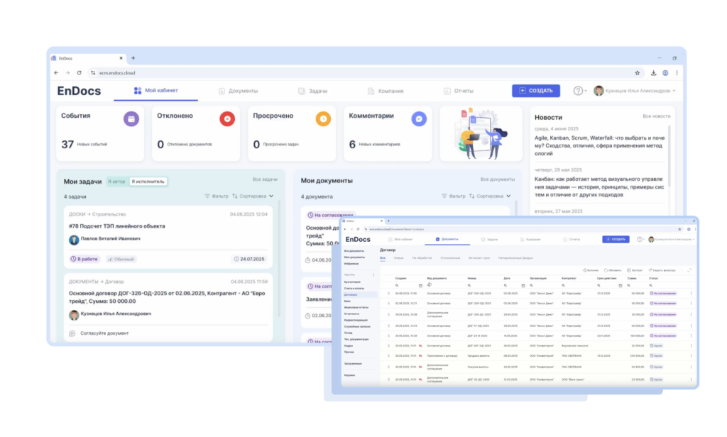 Система EnDocs для управления документами, задачами и командной работой Платформа EnDocs для совместной работы команды в 2025 году
