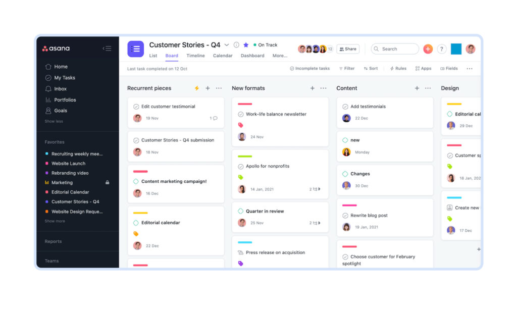 Платформа Asana для управления проектами и командной работы